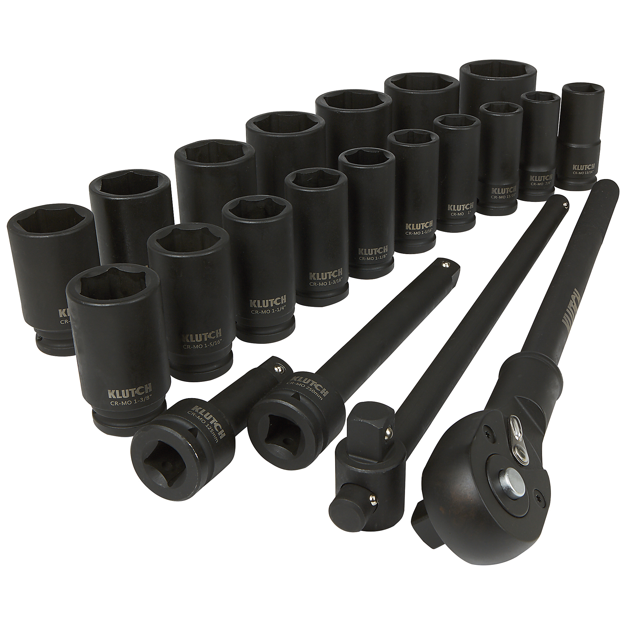 Klutch Universal Joint Impact Socket Set — 24Pc., 1/2in. Drive, SAE